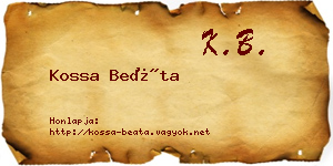 Kossa Beáta névjegykártya